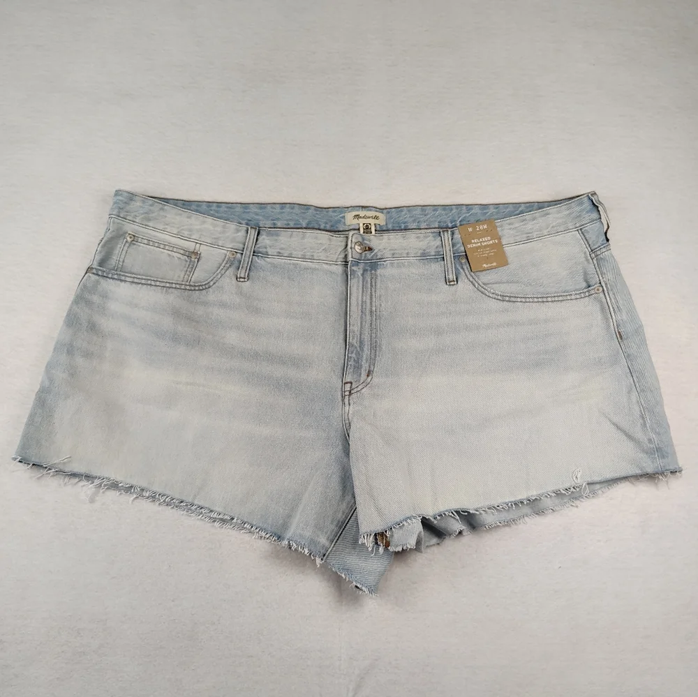 NWT Madewell Light Blue Relaxed Denim Shorts Size 28W
